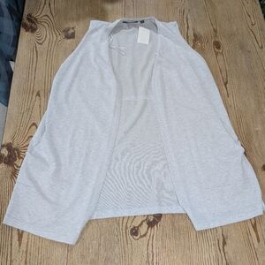 Cyrus Women's 1x Plus Size Open Front Sleeveless Cardigan Vest  Gray Sweater